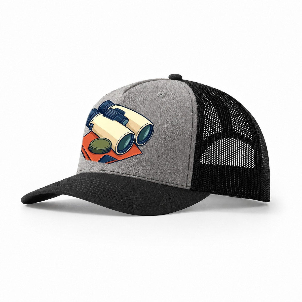 Binocular Field Kit Birdwatching Trucker Hat – Grey Black