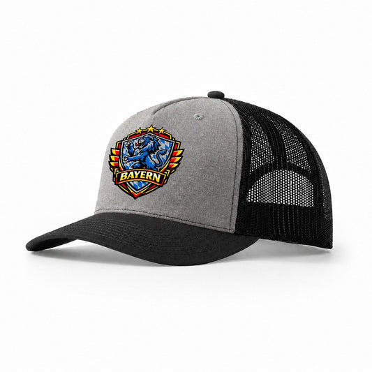 Bayern Loewe Crest Trucker Hat – Grey Black