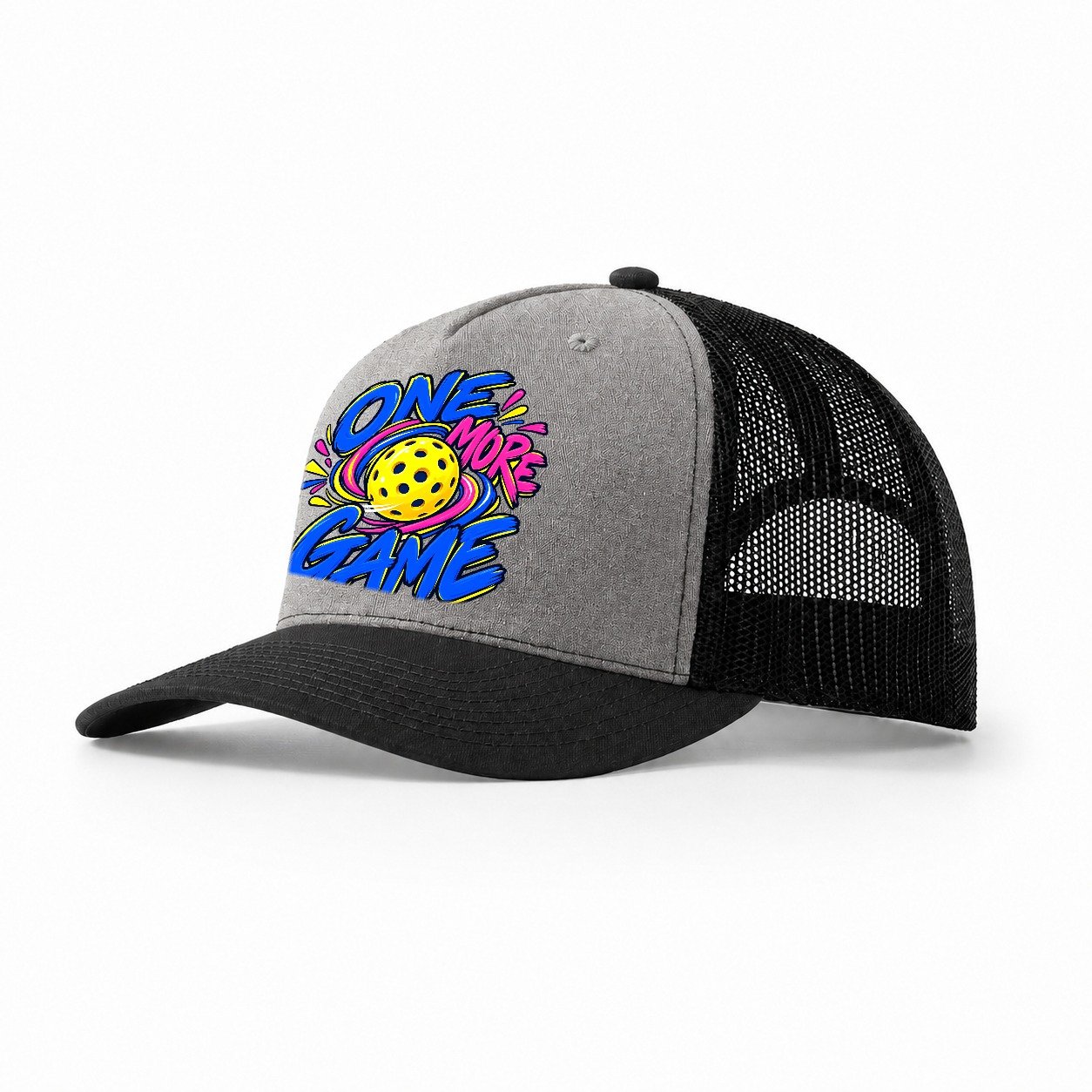 One More Game Pickleball Life Trucker Hat – Grey Black