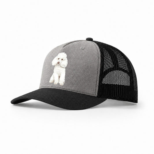 Poodle Portrait Trucker Hat – Grey Black