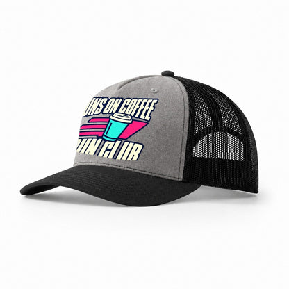 Runs On Coffee Run Club 90S Running Clubs Trucker Hat – Grey Black