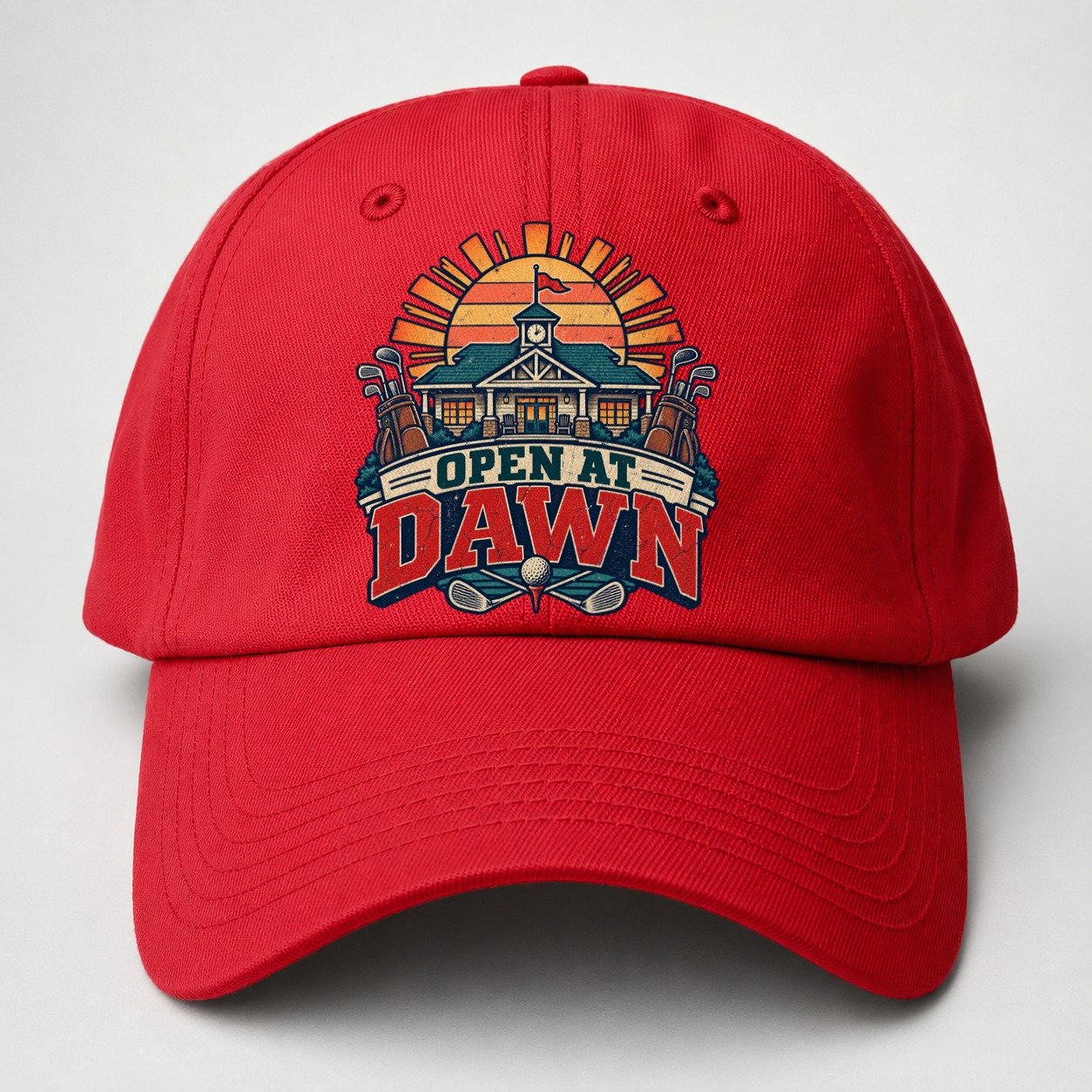 Open At Dawn Golf Life Baseball Cap – Red