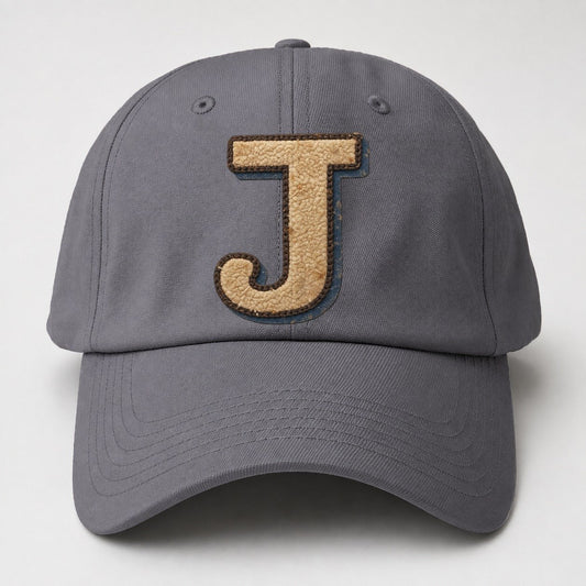 Varsity Chenille J Monogram Baseball Cap – Grey