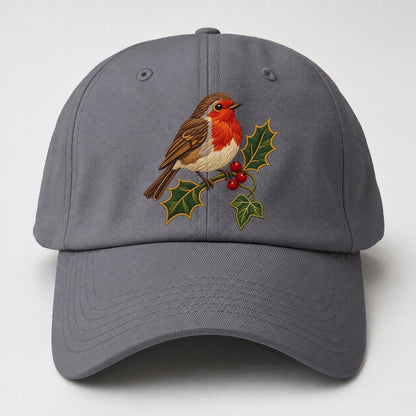 British Robin Holly And Ivy Uk Culture Heritage Baseball Cap – Grey