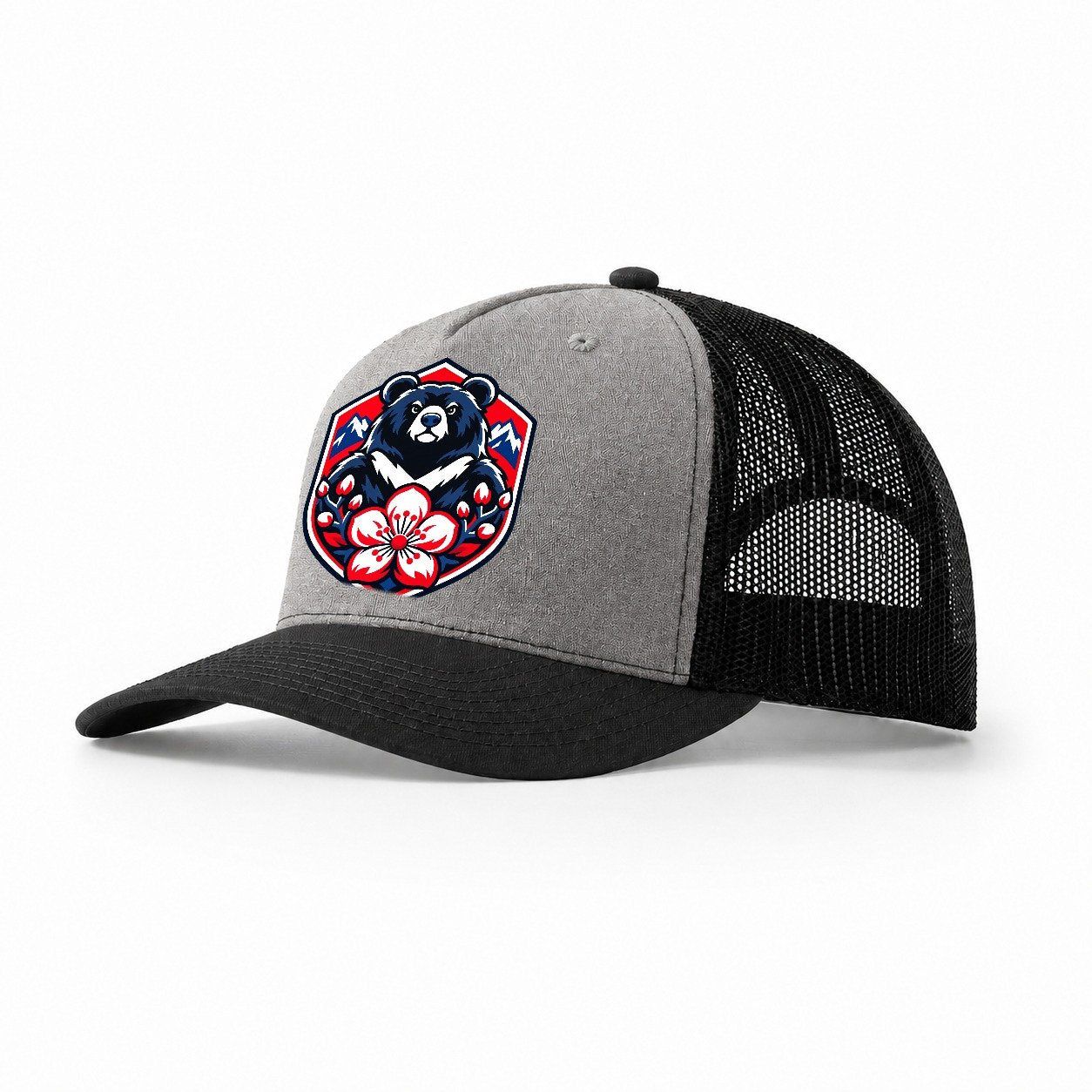 Taiwan Minimal Emblem Country Logos Trucker Hat – Grey Black