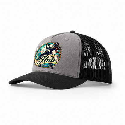 Flute Crest Music Instruments Trucker Hat – Grey Black