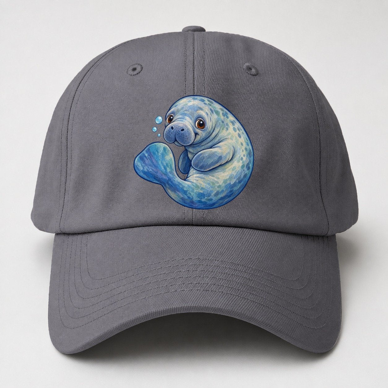 Manatee Curled Drift Sea Sprite Baseball Cap – Grey