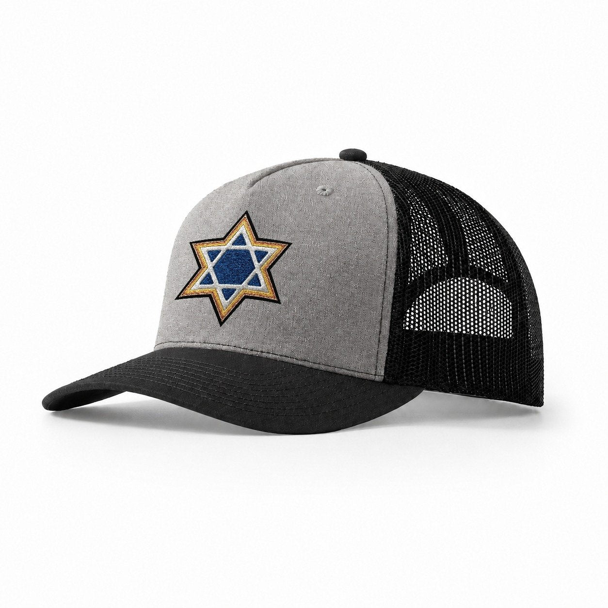 Star Of David Trucker Hat – Grey Black