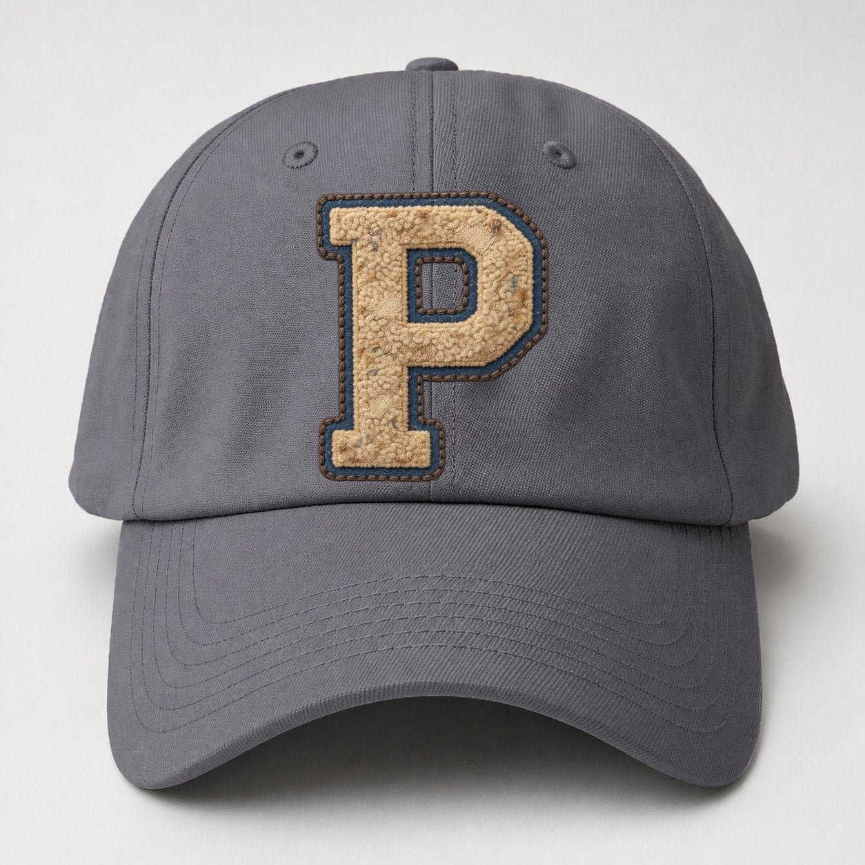 Varsity Chenille P Monogram Baseball Cap – Grey