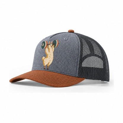 Llama Overhead Carry Animal Lifters Trucker Hat – Heather Grey Rust Charcoal
