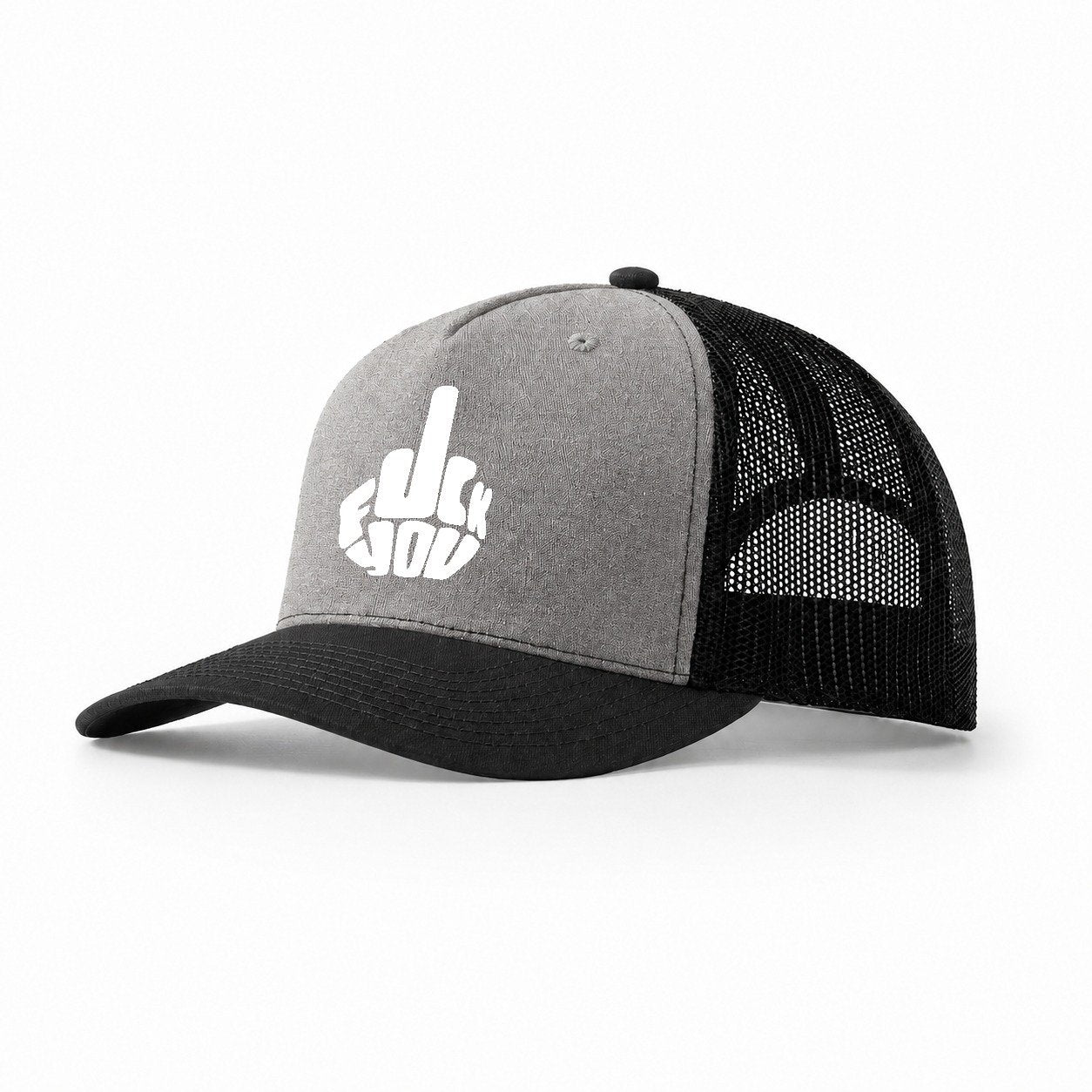 Fuck You! Cap Design Trucker Hat – Grey Black