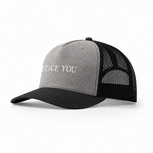 Fuck:love You Trucker Hat – Grey Black