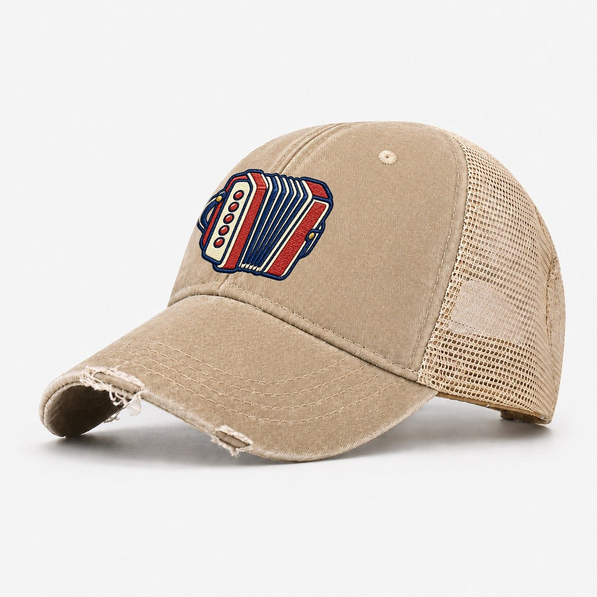 Button Accordion Tiny Solo Marks Washed Trucker Hat – Khaki