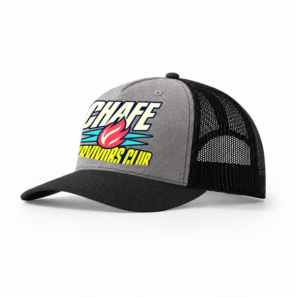 Chafe Survivors Club 90S Running Clubs Trucker Hat – Grey Black