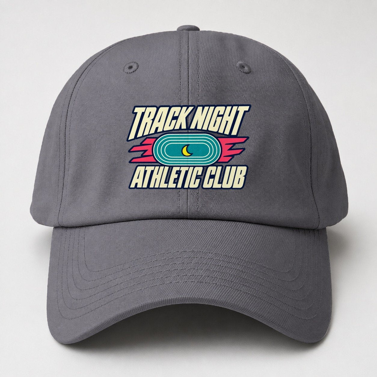 Track Night Athletic Club 90S Running Clubs Baseball Cap – Grey