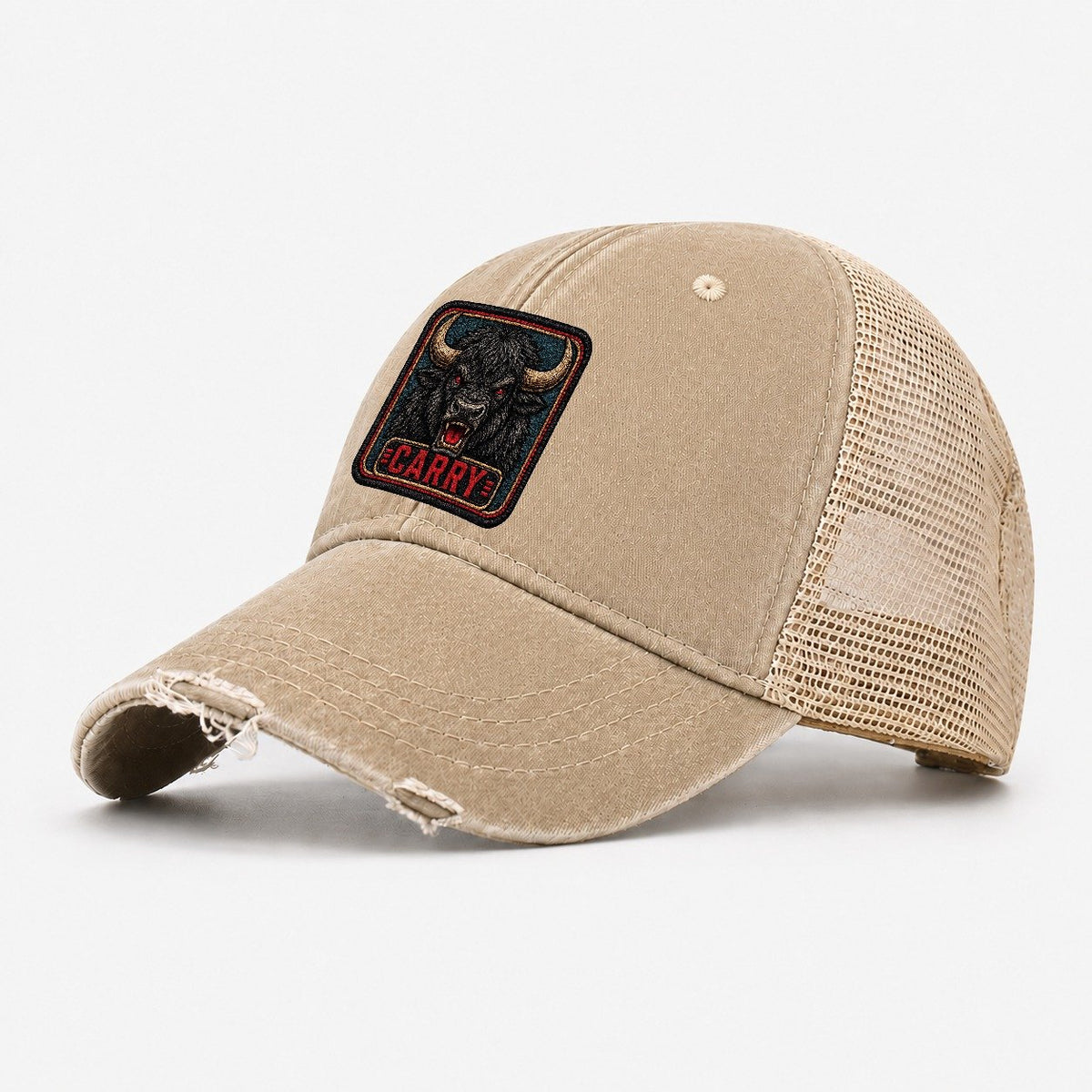 Yak Carry Badge Washed Trucker Hat – Khaki