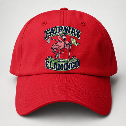Fairway Flamingo Golf Life Baseball Cap – Red