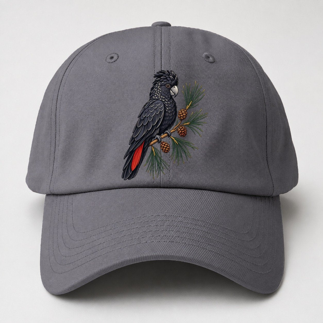 Glossy Black Cockatoo And She Oak Cones Australia Cultural Icons Baseball Cap – Grey