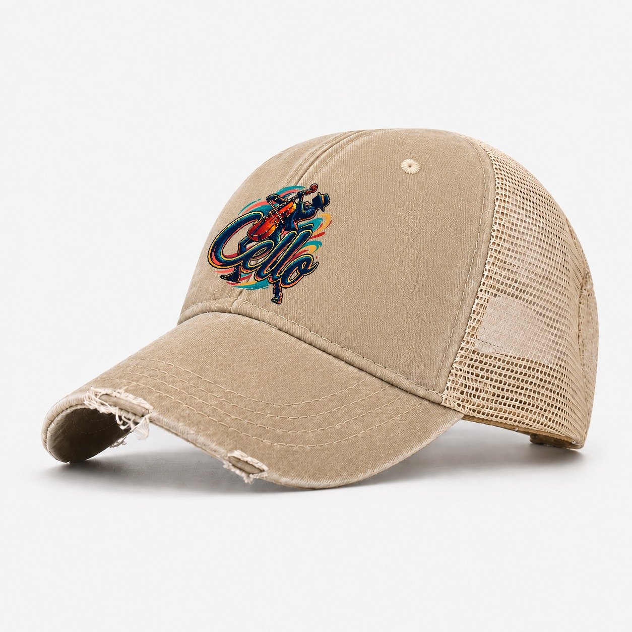 Cello Wordmark Music Instruments Washed Trucker Hat – Khaki