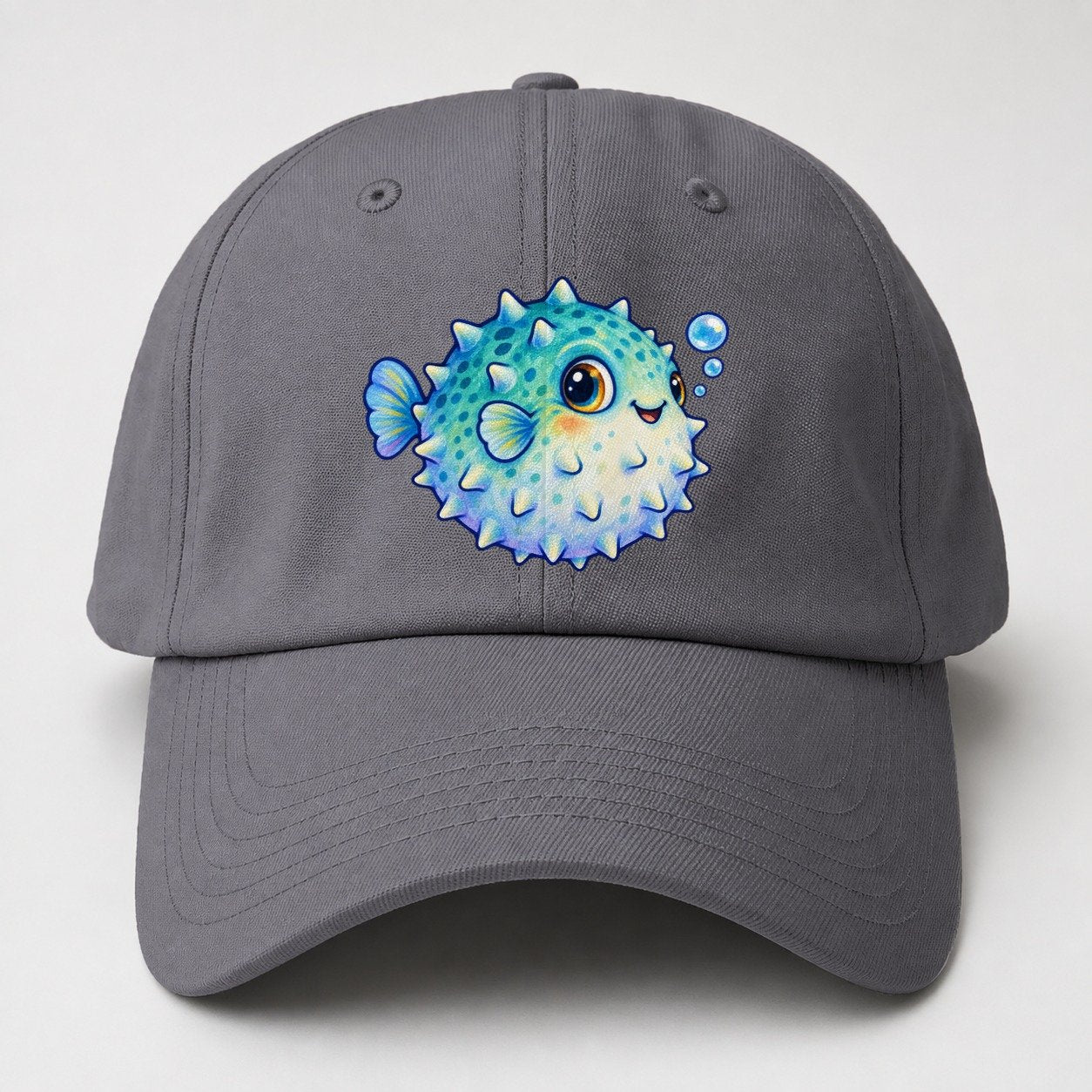 Pufferfish Side Puff Sea Sprite Baseball Cap – Grey
