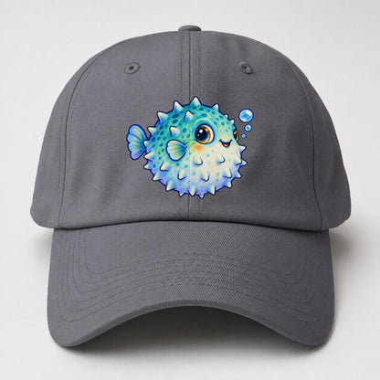 Pufferfish Side Puff Sea Sprite Baseball Cap – Grey
