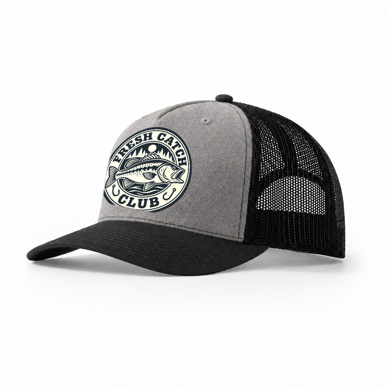 Fresh Catch Club Fishing Elegant Trucker Hat – Grey Black