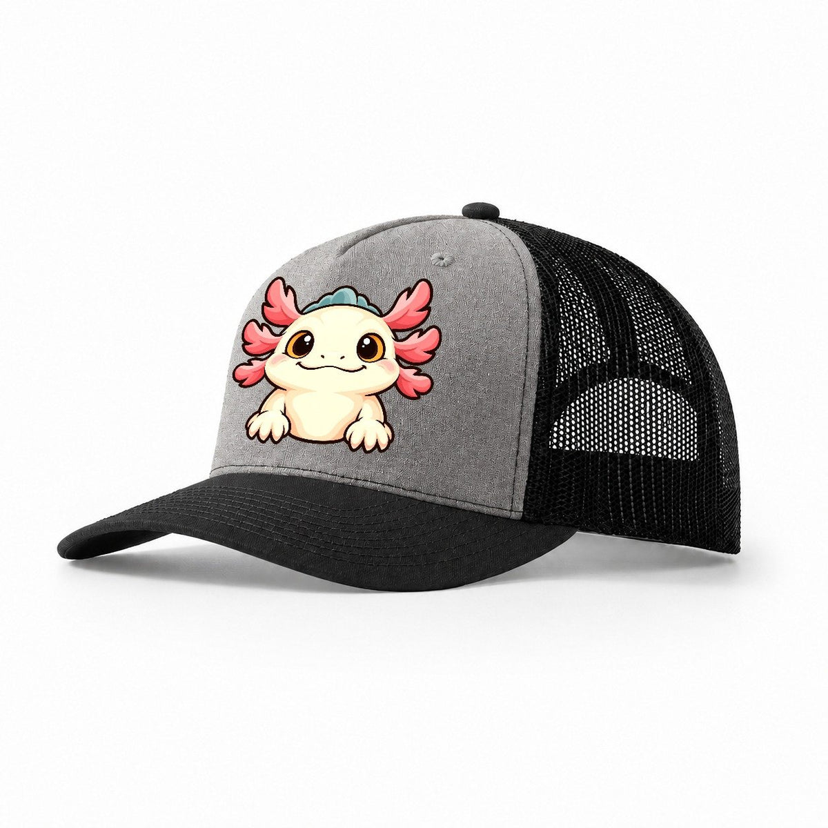 Tank Room Axolotl Aquarium Keeping Trucker Hat – Grey Black