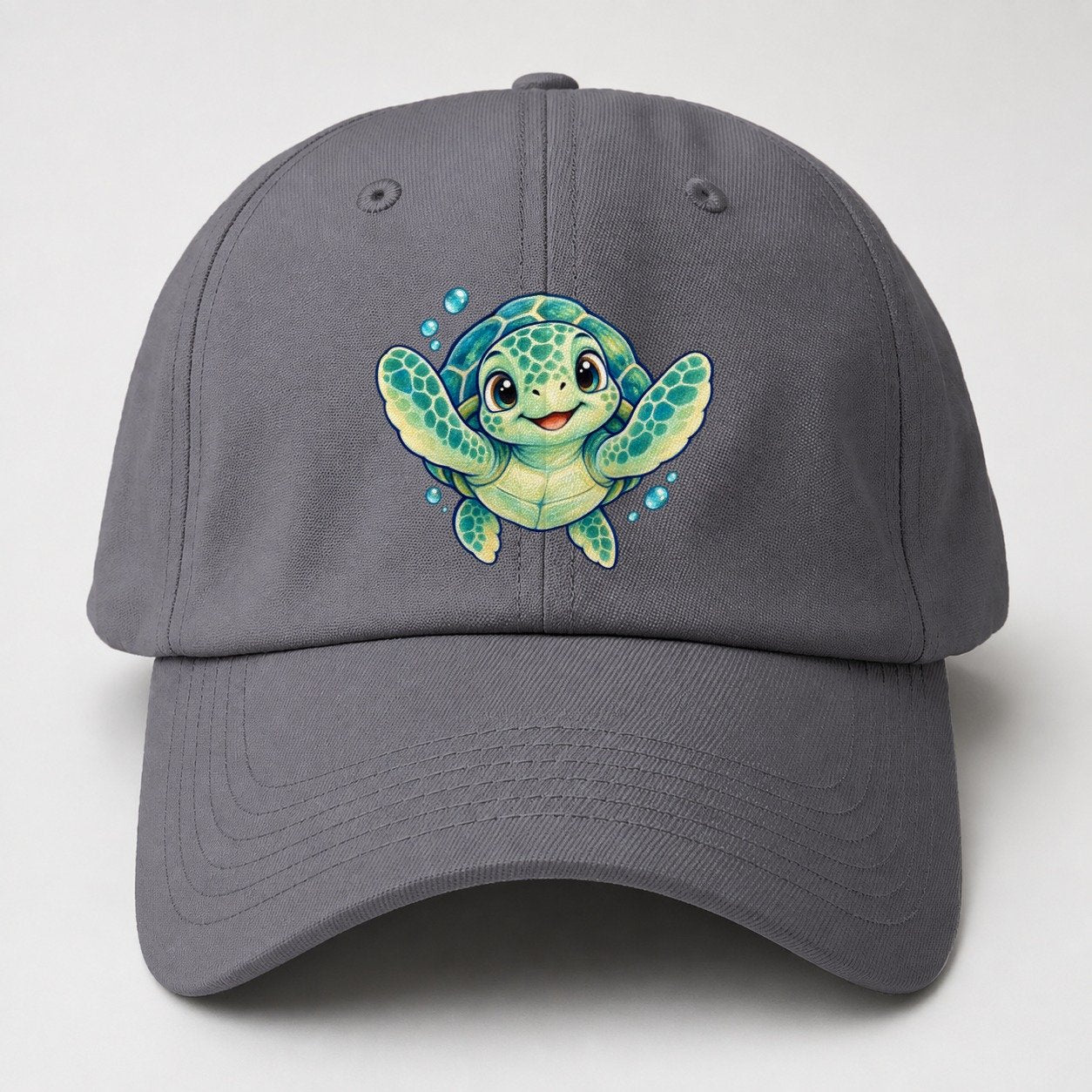 Sea Turtle Front Paddle Sea Sprite Baseball Cap – Grey