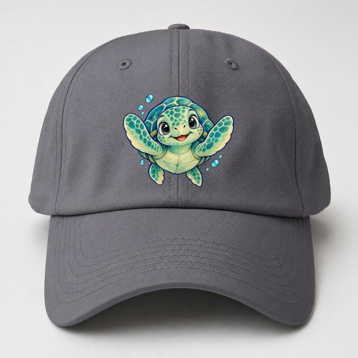 Sea Turtle Front Paddle Sea Sprite Baseball Cap – Grey