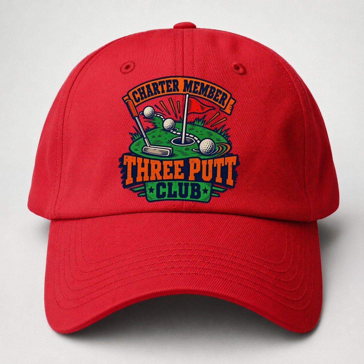 Three Putt Club Golf Life Baseball Cap – Red