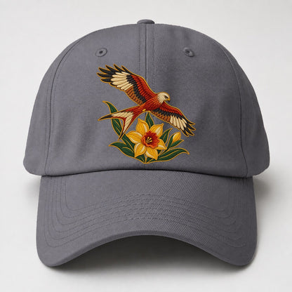 Welsh Daffodil And Red Kite Uk Culture Heritage Baseball Cap – Grey