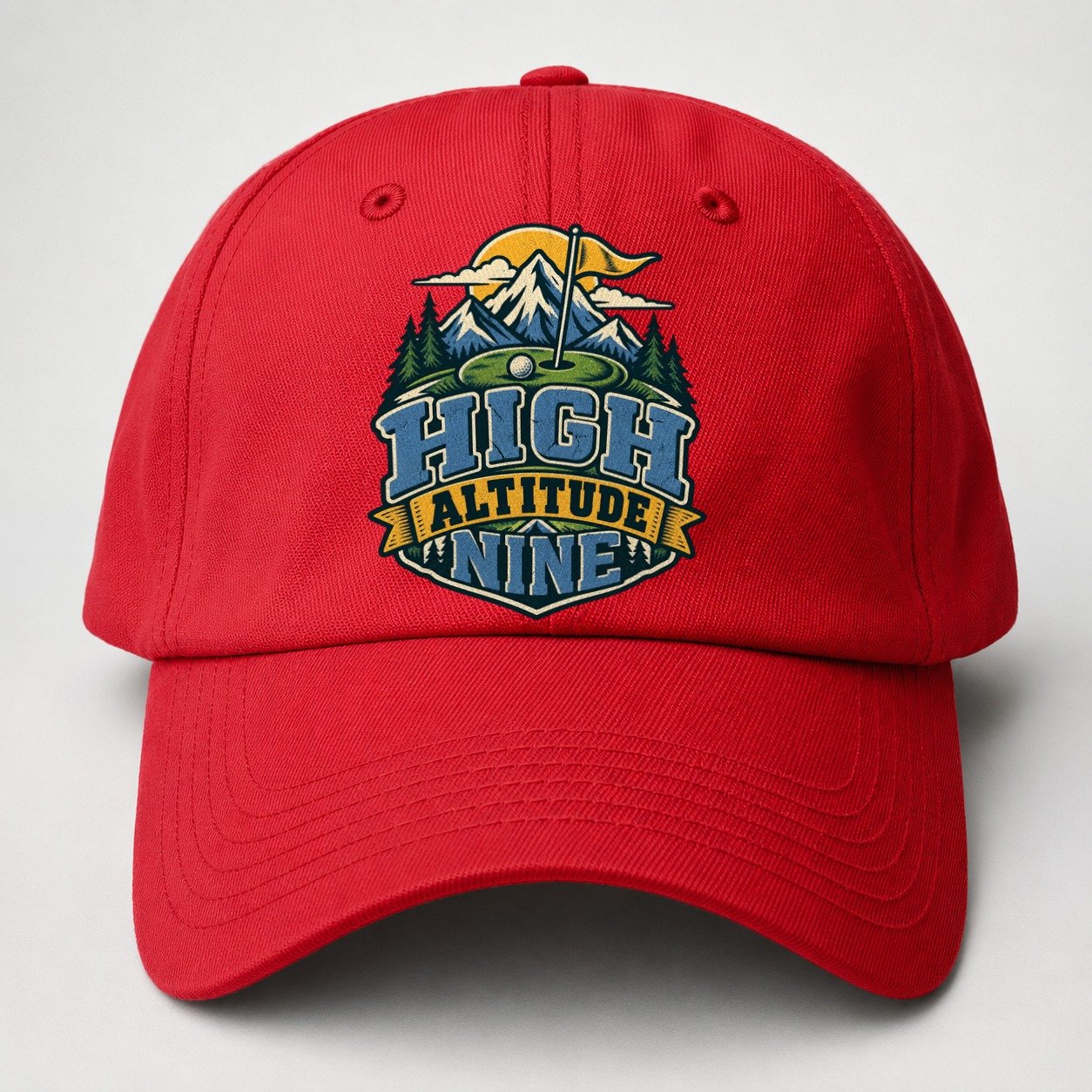 High Altitude Nine Golf Life Baseball Cap – Red