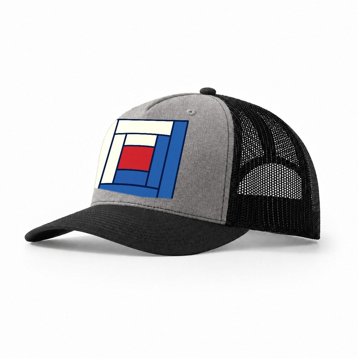 Log Cabin Block Study Sewing And Quilting Trucker Hat – Grey Black