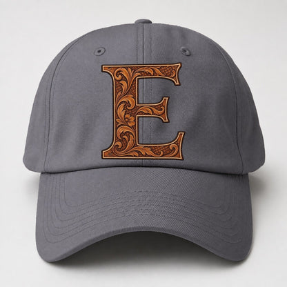 Tooled Leather E Monogram Baseball Cap – Grey