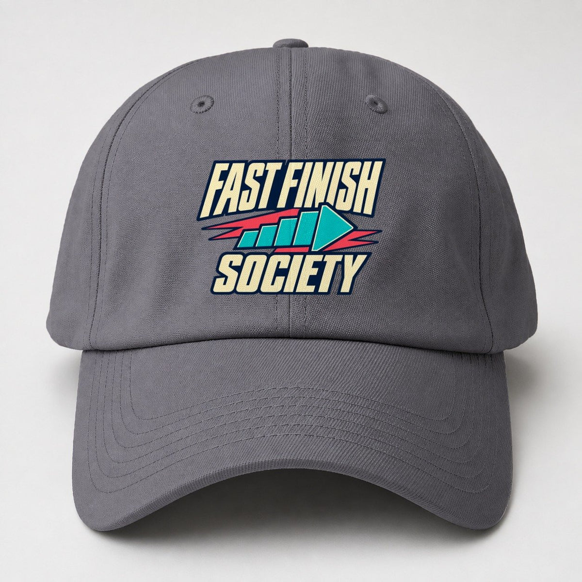 Fast Finish Society 90S Running Clubs Baseball Cap – Grey