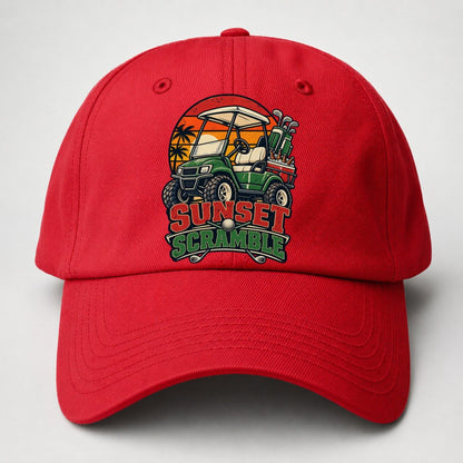 Sunset Scramble Golf Life Baseball Cap – Red