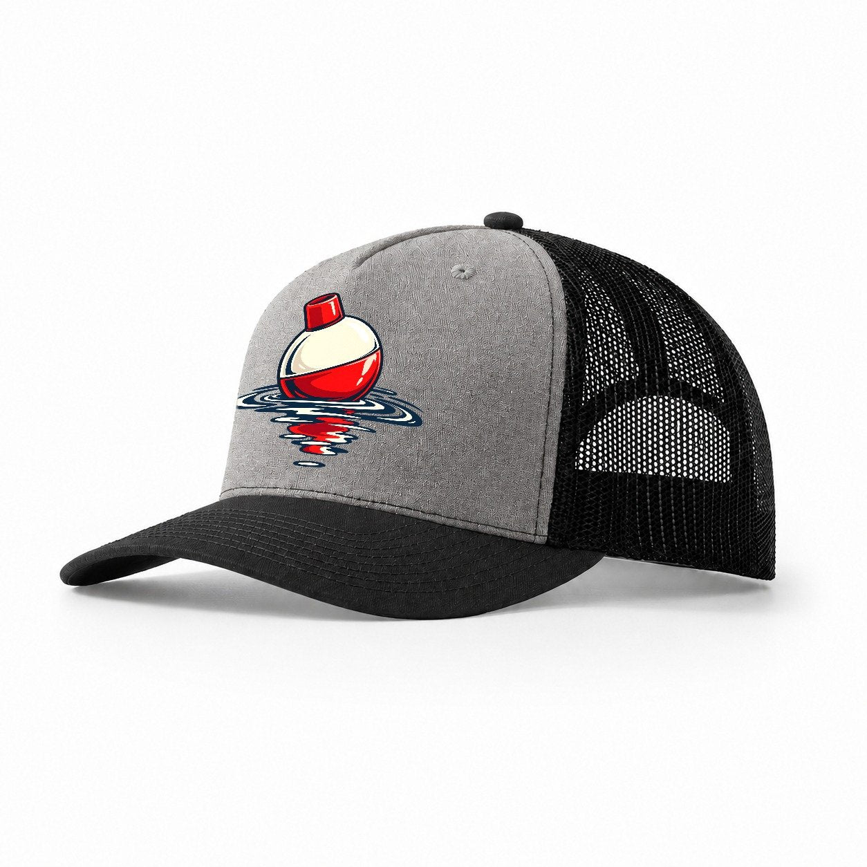 Bobber Float Fishing Elegant Trucker Hat – Grey Black