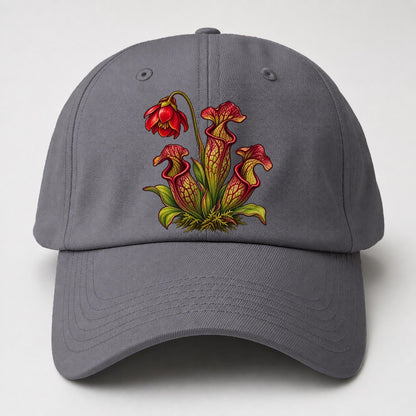 Newfoundland And Labrador Purple Pitcher Plant Canada Cultural Icons Baseball Cap – Grey