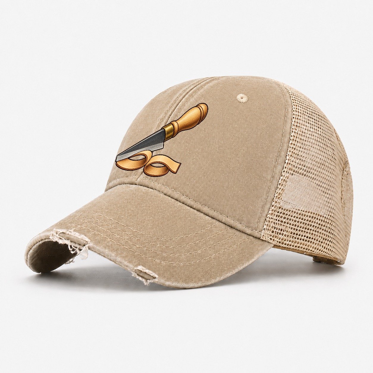 Skiving Knife Curl Leathercraft Washed Trucker Hat – Khaki
