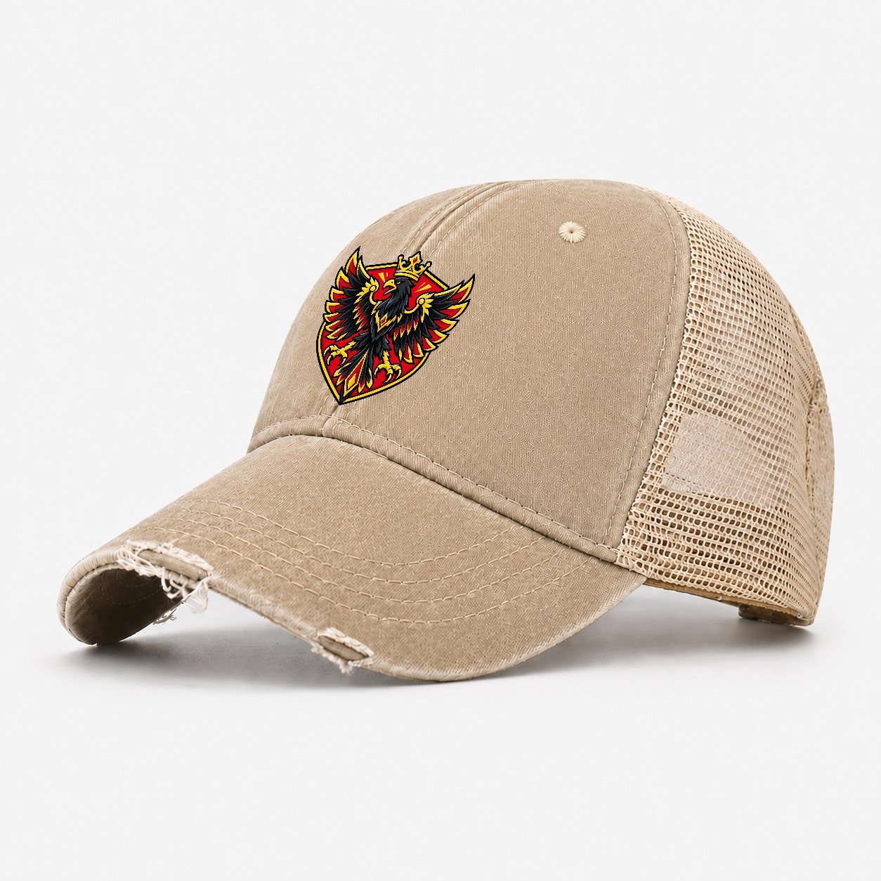 Germany Minimal Emblem Country Logos Washed Trucker Hat – Khaki