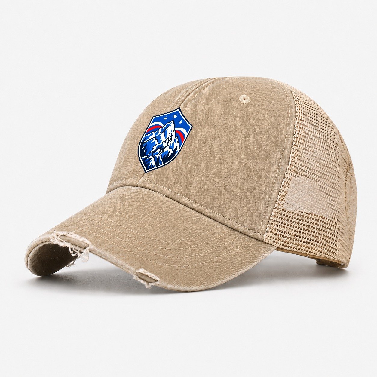 Slovenia Minimal Emblem Country Logos Washed Trucker Hat – Khaki