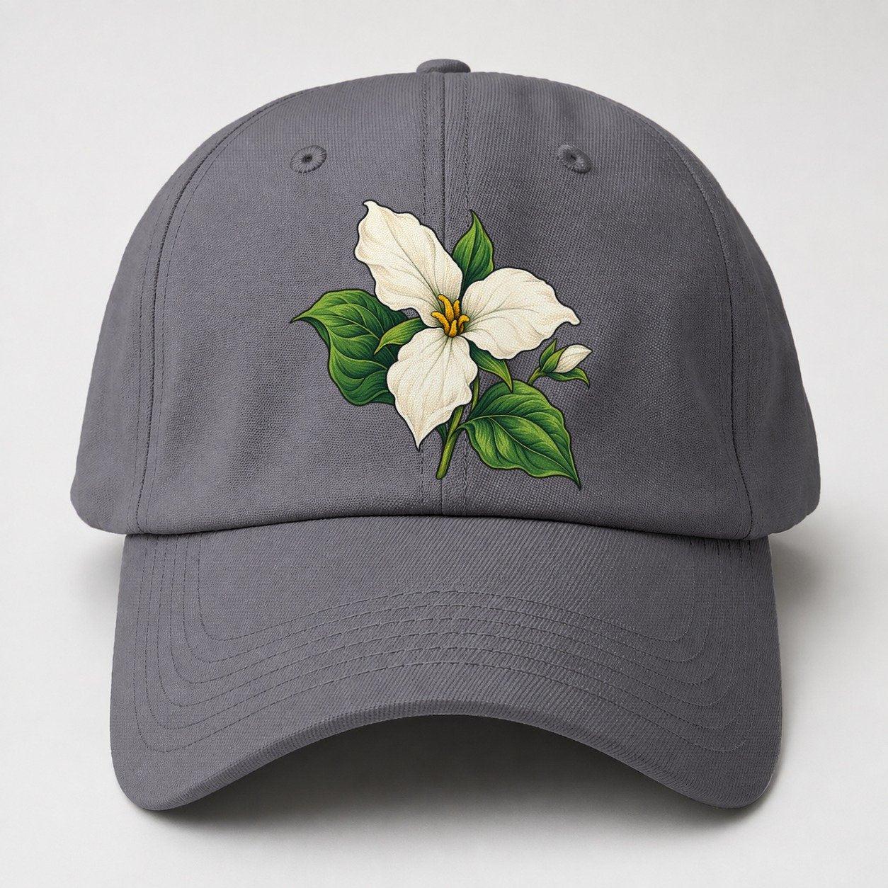 Ontario White Trillium Bloom Canada Cultural Icons Baseball Cap – Grey