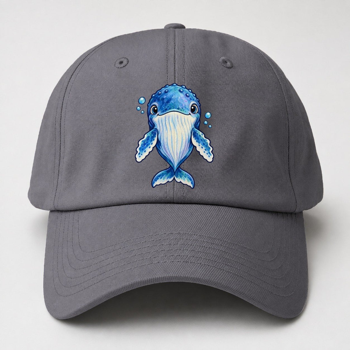 Humpback Whale Front Float Sea Sprite Baseball Cap – Grey