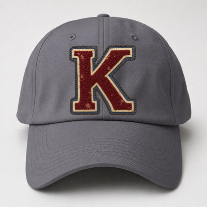 Varsity Chenille K Monogram Baseball Cap – Grey