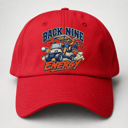 Back Nine Energy Golf Life Baseball Cap – Red