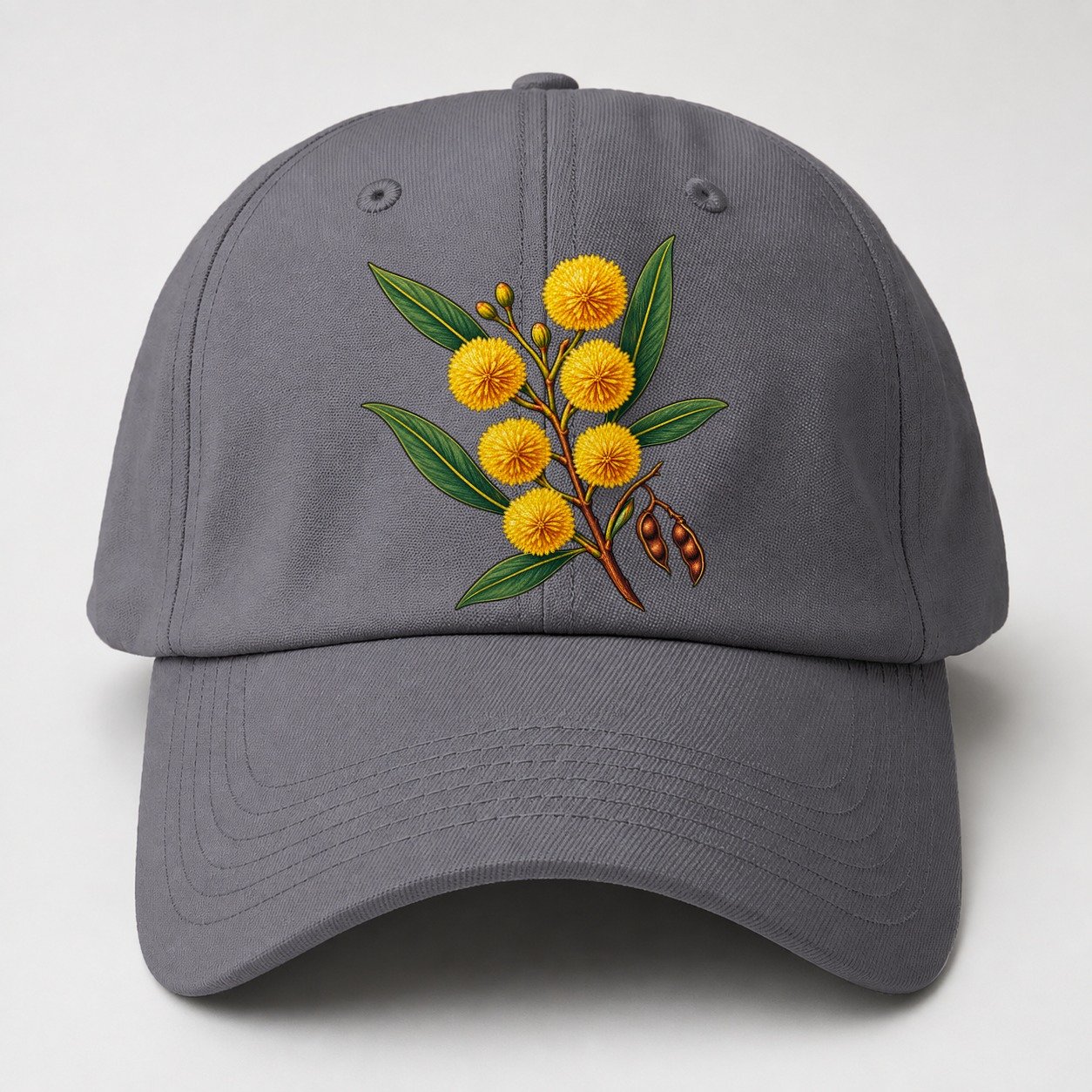 Golden Wattle Flowering Sprig Australia Cultural Icons Baseball Cap – Grey