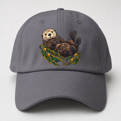 Sea Otter And Bull Kelp Canada Cultural Icons Baseball Cap – Grey