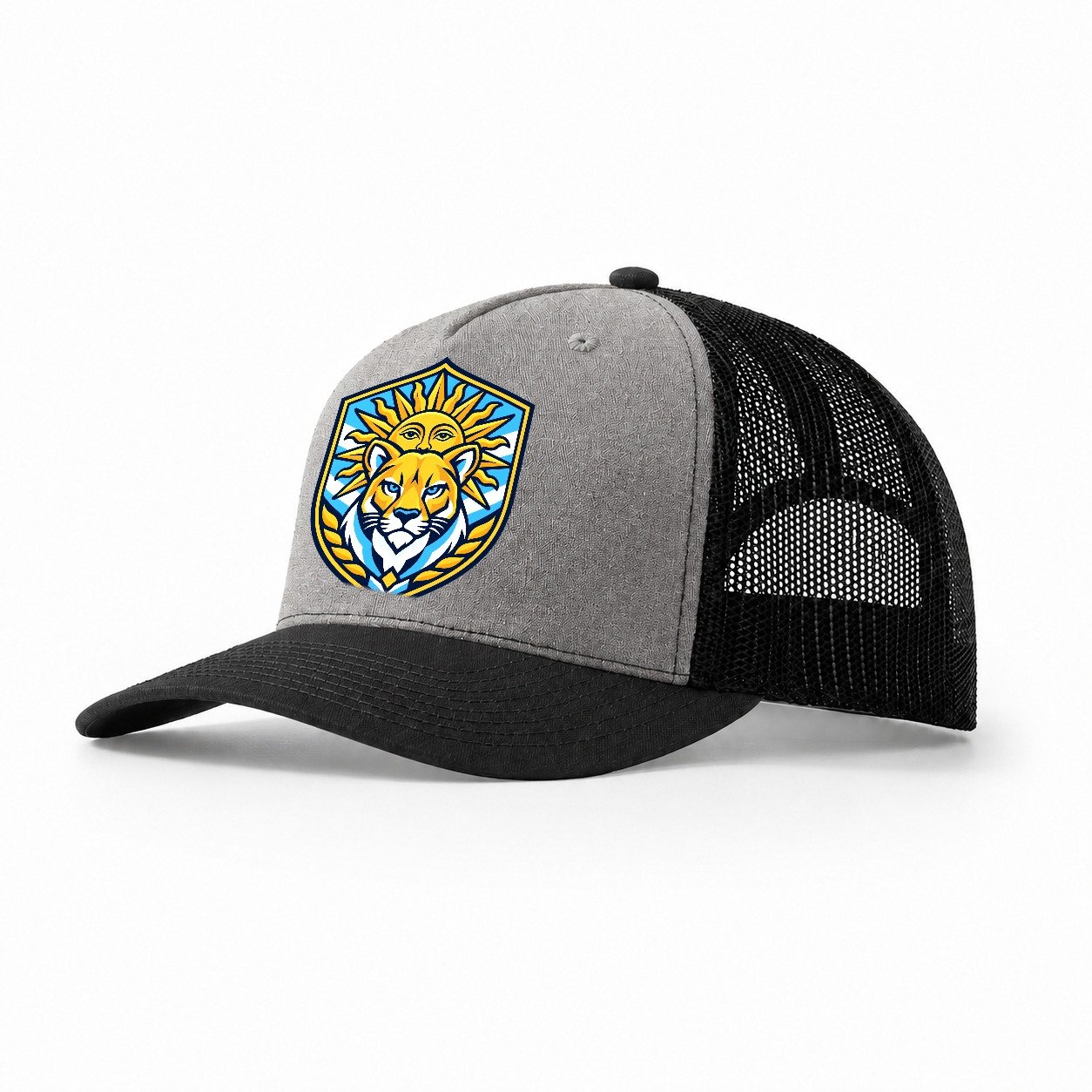 Argentina Minimal Emblem Country Logos Trucker Hat – Grey Black