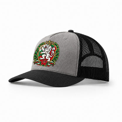 Bulgaria Heraldic Crest Country Logos Trucker Hat – Grey Black