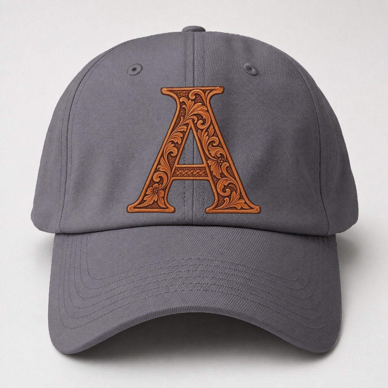 Tooled Leather A Monogram Baseball Cap – Grey